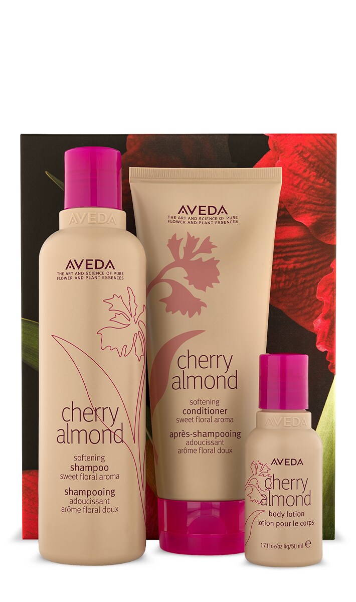 cherry almond hair and body softening trio